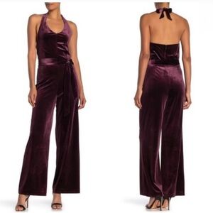Laundry by Shelli Segal velvet jumpsuit burgundy